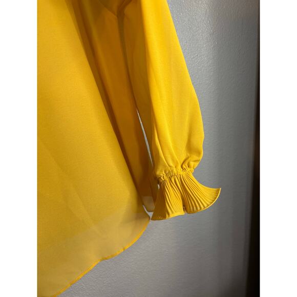 NAKED ZEBRA SUNNY YELLOW LONG SLEEVE BLOUSE SIZE LARGE - Picture 3 of 4